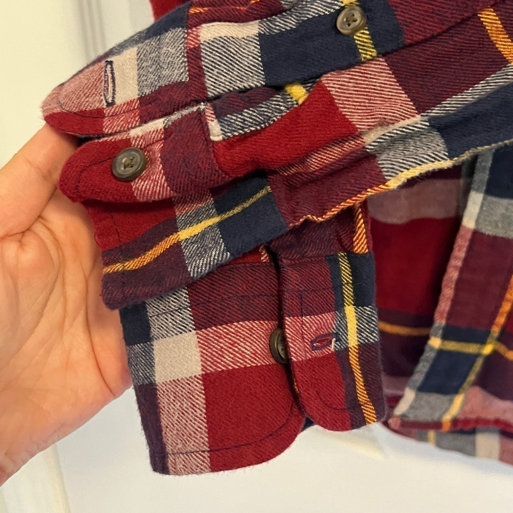 Chaps Performance Men’s Classic Fit Flannel Long Sleeve Shirt Red Blue - Picture 3 of 8